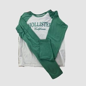 Green and white Hollister long-sleeve tee.